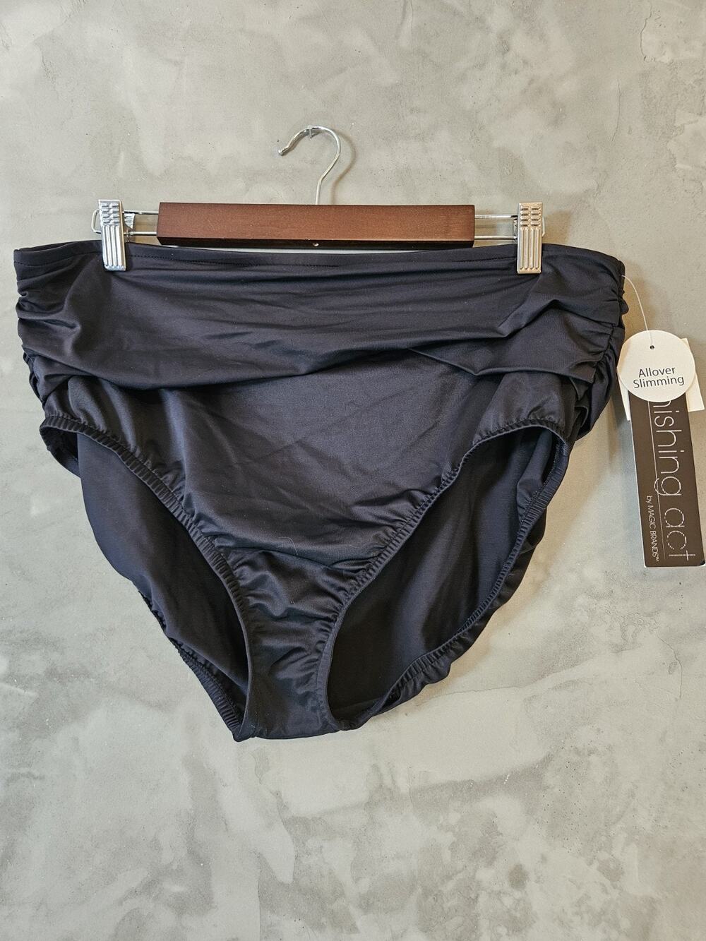 Vanishing Act Women's Solid Black Lined Swim Bottom Size 14 NWT